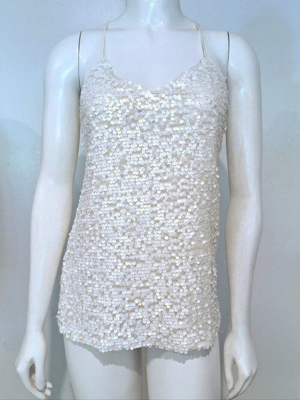 EUC Old Navy Off-White Sequin Sleeveless Halter Top
